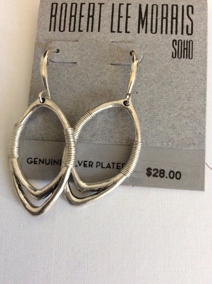 $28 Robert Lee Morris Aros Tono Plata Con Alambre Pendientes 144a Foto 4 de 4