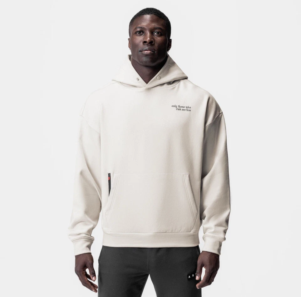 0874 ASRV Tech Terry Cremallera Bolsillo Sudadera con Capucha - Piedra “Alas de Cepillo” Foto 3 de 4