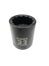 Sunex 222zm 22mm 1/2" Drive 12 Point Shallow Impact Socket Metric Tools 12pt New
