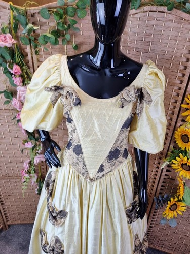Vintage Lyn Ashworth Rohseide Kleid Hochzeit Pantomime Cinderella 12 hellgelb - Bild 6 von 19