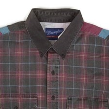 Wrangler Mens Western Shirt Size 17 1/2 - 35 Long Sleeve Button Down X-long Tail