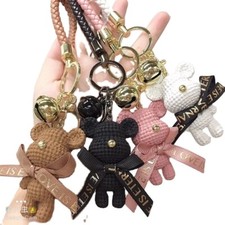 Keychain SET OF 4 Elegant Lovely Bear Wearing Bowknot Wool Feeling Little Bear