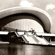 Vintage 1965 RPPC Benjamin Franklin Congress Hall Postcard Berlin West Germany