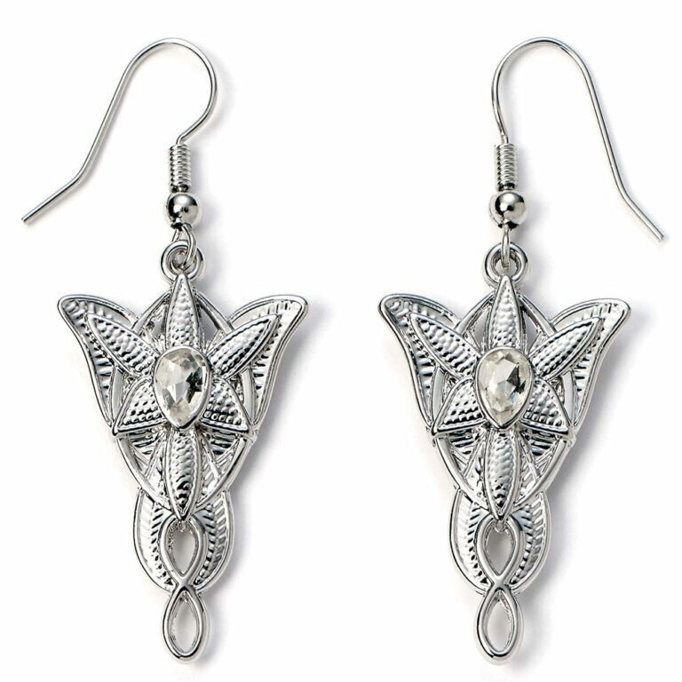 Los Anillos Del Señor Pendientes De Gancho Evenstar De Plata Con Licencia