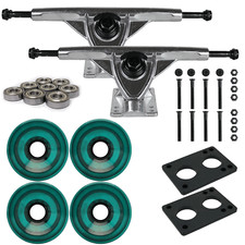 Longboard 181mm Reverse Kingpin Silver Trucks 76mm Aqua Wheels with Bearings & H