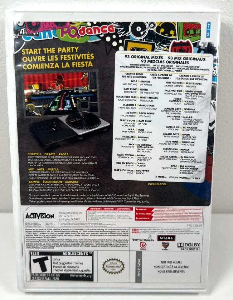 Nintendo Wii DJ Hero 1 Video Game Hit Songs Turntable Style Beat Action Scratch - Image 2 of 3