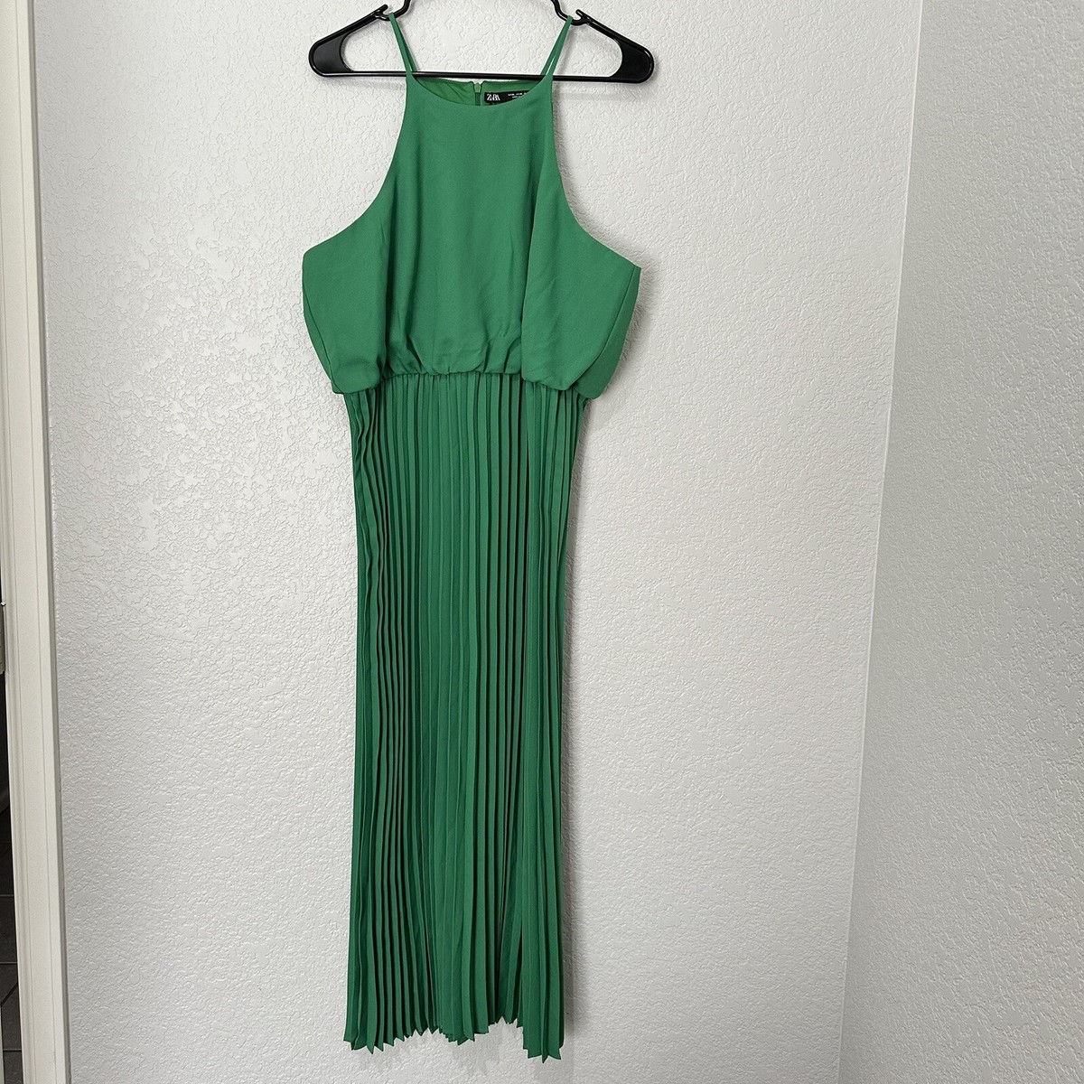 zara green pleated midi dress New Zara Green Pleated Midi Dress 2157/029 Extra Large XL