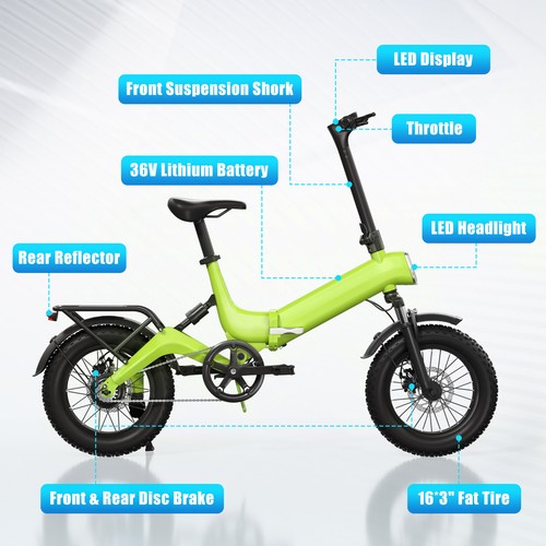 Adults Commuting Electric Bike 36V 30 Miles 350W Motor Foldable City E-Bike NEW - Picture 30 of 41