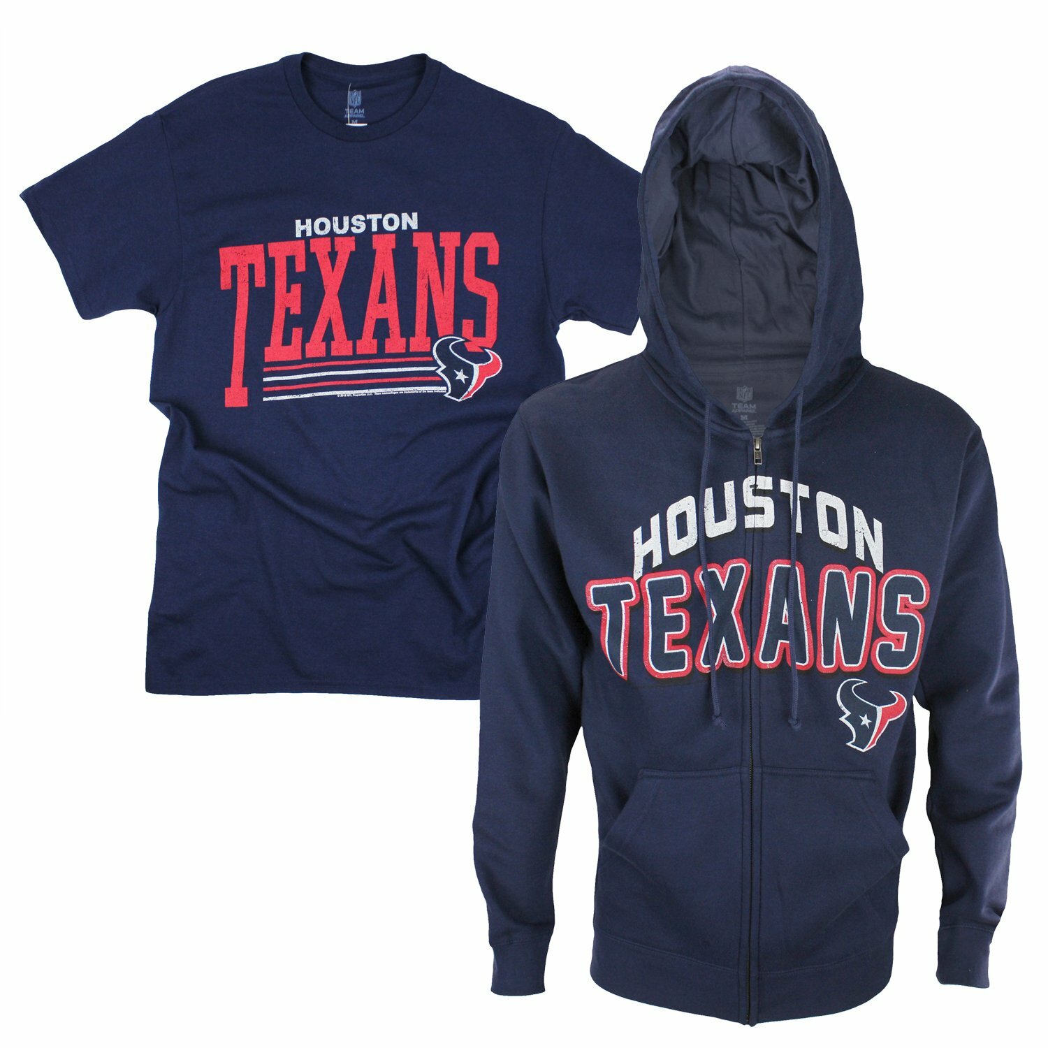 Комбинированный комплект из толстовки и футболки Houston Texans Mens NFL с капюшоном и надписью Junk Food