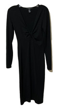 Forever 21 Black Knit Dress Long Sleeve V-Neck Womens Size Small