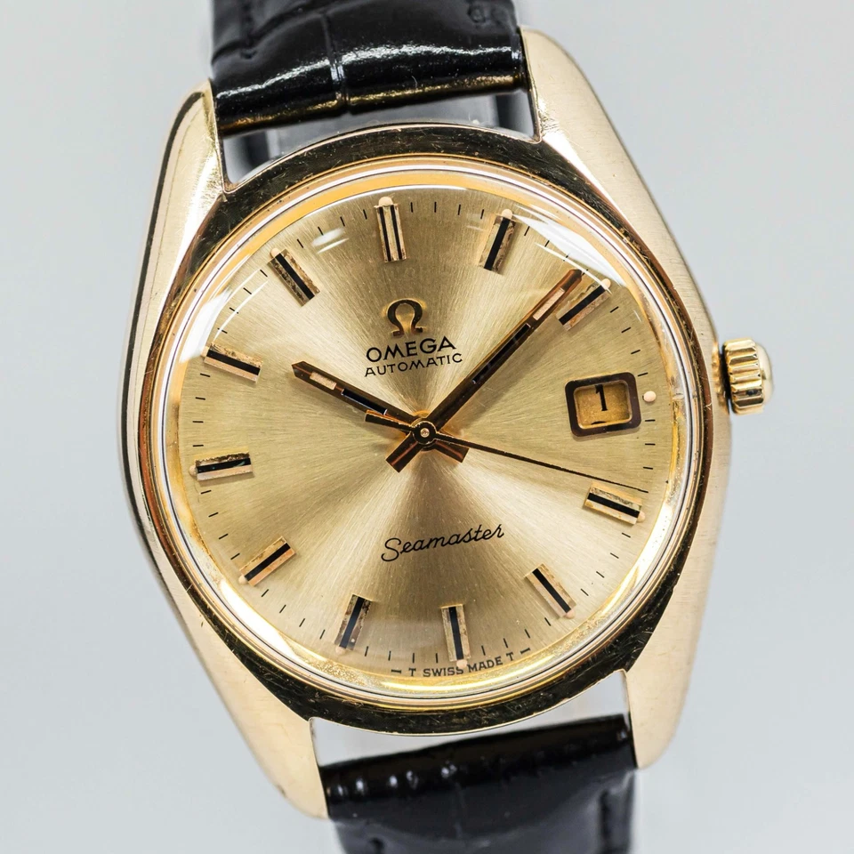 Винтажные мужские часы 1971 OMEGA Seamaster Cal.565 без тарифов *почти как новые* золотистые с автографом 35 мм - Изображение 3 из 4