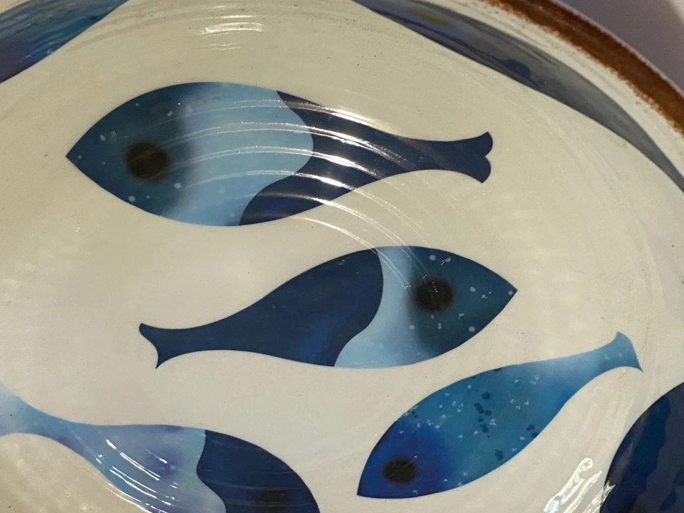 Cynthia Rowley 13,5 x 3,5 porção/tigela de salada peixe azul grande melamina - Imagem 4 de 4