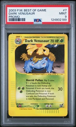 2003 POKEMON BEST OF GAME PROMO #7 DARK VENUSAUR PSA 9