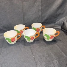 5  Vtg Franciscan Ware Apple Pattern Coffee Tea Cups 3 USA ~ 1 England