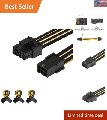 6 Pin to 8 Pin PCIe Express PCIe Graphics Video Card Power Cable Adapter 3 Pa...