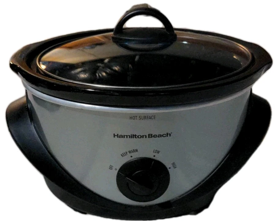 Hamilton Beach Slow Cooker 33141 4Qt with Lid Silver 3 Settings 216 WATTS