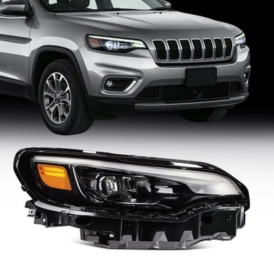 ECCPP Full LED Headlight For Jeep Cherokee 2019-2023 Right Side Black Amber
