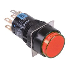 AL6M-M24PR Red 16mm 24V Momentary Round illuminated Push Button Switch IP65 DPDT