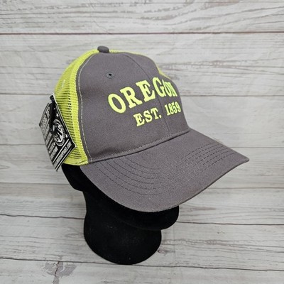 Hi Viz Yellow Green Mesh Back Strapback Trucker Hat Workwear Oregon Est. 1859