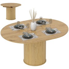 HOMCOM Tavolo Espandibile per 6-8 Persone da Rotondo a Ovale color Legno