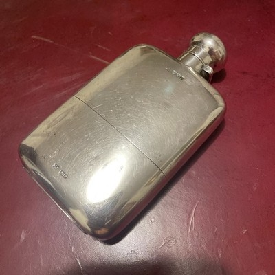 Antiker Silber Flachmann abnehmbare Tasse Punze Colen Hewer Cheshire Datum 1918