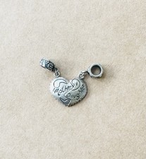 Mother Daughter Vintage Heart 2 Piece Dangle Sterling Silver 925 Charm Bead