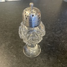 Lovely Vintage Silver Plated and Cut Glass Sugar Sifter or Shaker 14.5cm