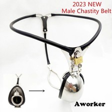 Stainless Steel Full Coverage Male Chastity Belt Pants Cage Chastity Lock Device