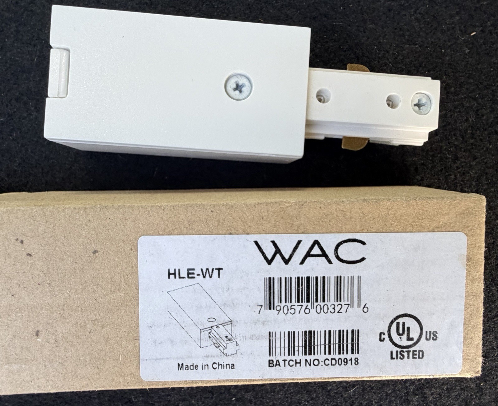 WAC Lighting HLE-WT Track End Live Connector HT Series AC 120V 60Hz 20A - New