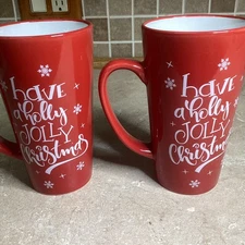 2-Christmas 16 oz Holiday Latte Mug Old East Main Co. Dishwasher/ Microwave Safe