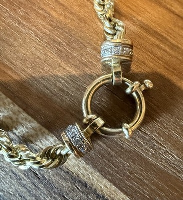 Exquisite Michael Anthony 14K Diamond Spring Clasp 18” Rope Chain 3mm ...