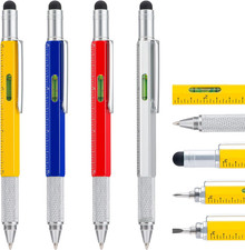 4 Pack Multitool Pen with Extra Refills Set, 6 in 1 Multitool Pen with Ruler  L