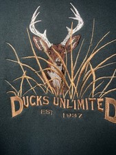 Vntg 90s Ducks Unlimited Large Embroidered Deer Sweatshirt Nature Outdoor Retro