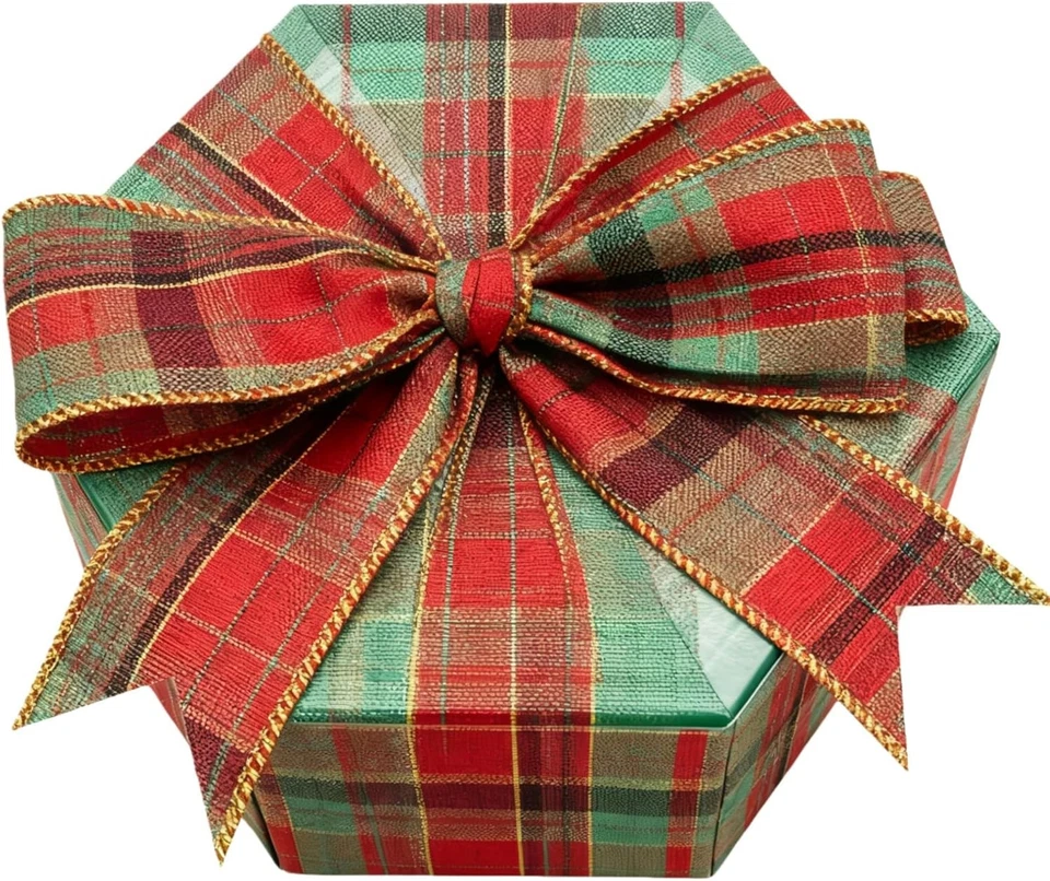 Christmas Red & Green Buffalo Plaid Ribbon – 2.5″ x 10 Yards, Wired Edge Tartan - Image 4 of 4