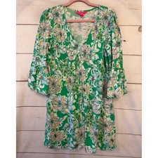 Lilly Pulitzer Floral Print V Neck Bell Sleeve Rayon Dress Size 6