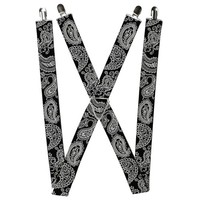 Buckle-Down Suspenders, Paisley Black White 1.5-Inch Wide Regular (Us Import)