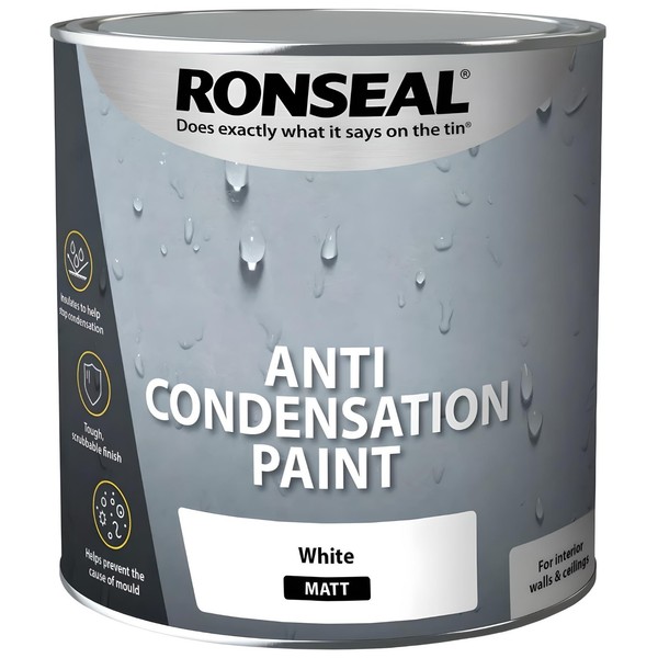 Pintura anticondensación Ronseal 750 ml blanca para paredes húmedas techos
