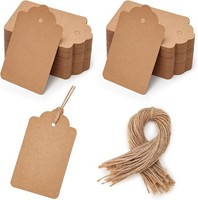 Hakacc 200 StüCk GeschenkanhäNger Braun, 4X7Cm Kraftpapier Etiketten Mit J