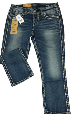 Women's Silver Jeans NEW Suki Mid Rise Capri Denim Tag 29 measured Size 28x24