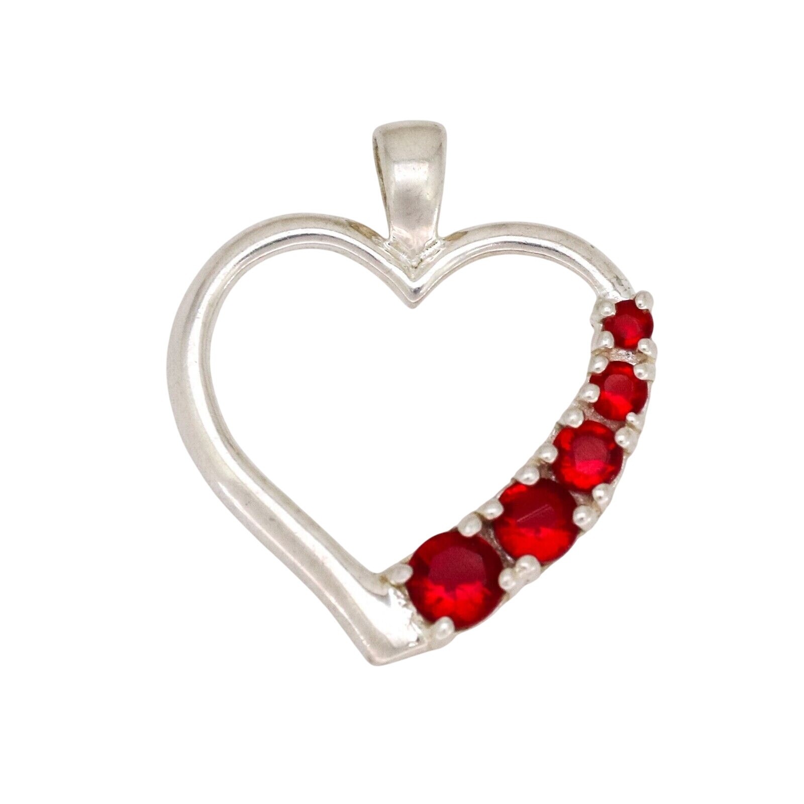 Simulated Lab Created Ruby Heart Pendant | Vintag… - image 2