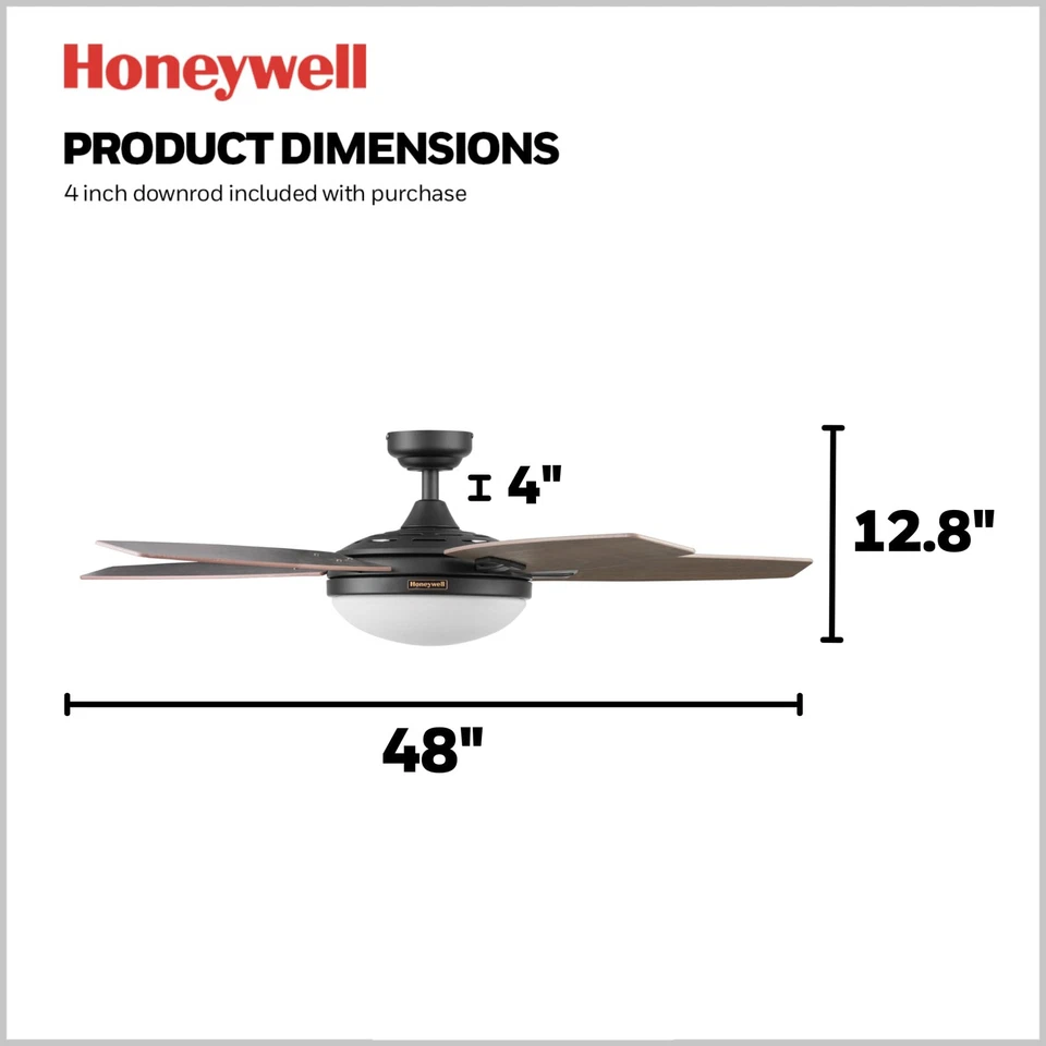 Honeywell Carmel Ceiling Fan, Quiet Motor and Remote Control, 48 Inch (Open Box) - Image 4 of 4