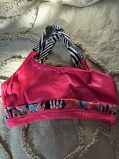 SYLVIA P crop top Size 10 GYMNASTICS DANCE under leotard FUN BACK HOT PINK