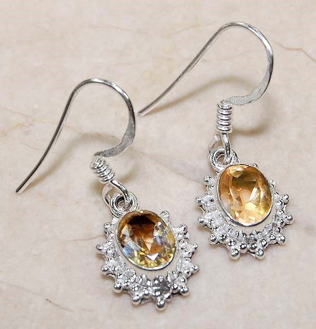 1CT Natural Citrine 925 Solid Sterling Silver Earrings Jewelry @19-9