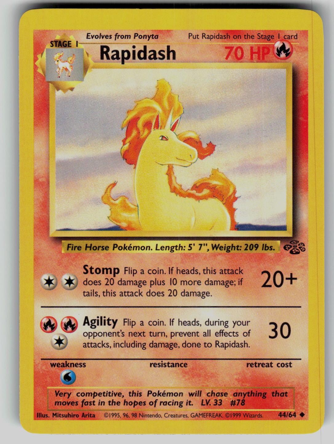 Rapidash 44/64 Jungle Pokemon Unlimited Uncommon