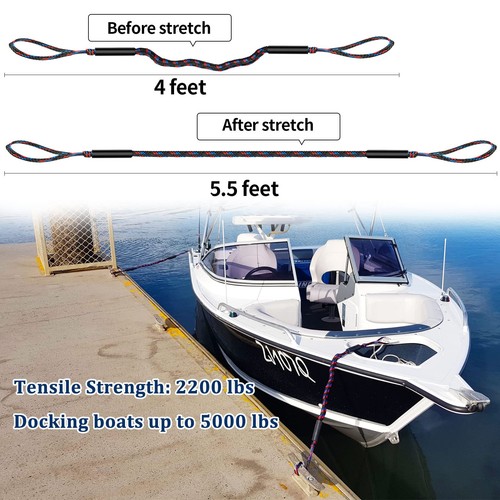 Boat Bungee Dock Lines, Mooring Lines, Boating Gifts for Men, Jet Ski (6 feet) - Picture 2 of 6