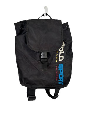 POLO SPORT Ralph Lauren 90s Black Durable Nylon Small Mini Travel Backpack Black