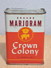 Red de 1 1/8 onzas de lata de especias colonia corona MARJORAM corona vintage NO ABIERTO