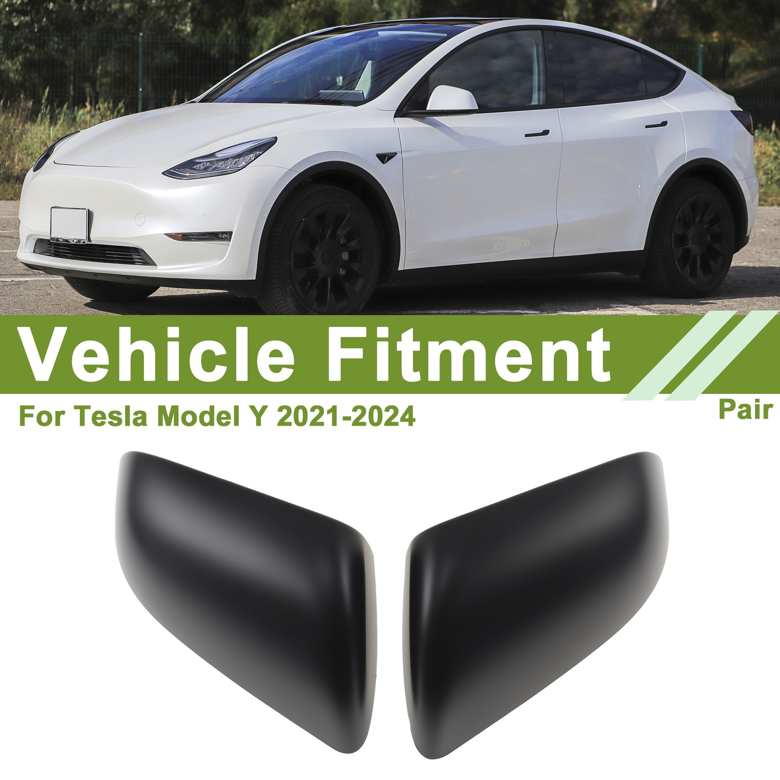 1 pair Mirror Cover Cap Left Right Side Matte Black for Tesla Model Y 2021-2024