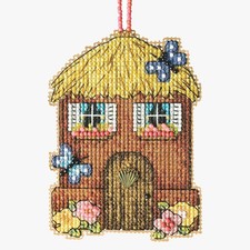 MILL HILL GLASS BEAD Ornament KIT Beaded Cross Stitch STRAW HOUSE Gnomes
