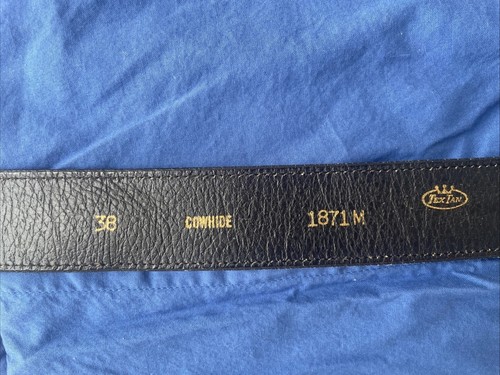 Vintage TEXTAN schwarzer Rindsleder Gürtel versteckter Reißverschluss silberne Schnalle Gr. 38 - Bild 2 von 7